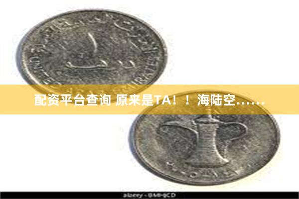 配资平台查询 原来是TA！！海陆空……
